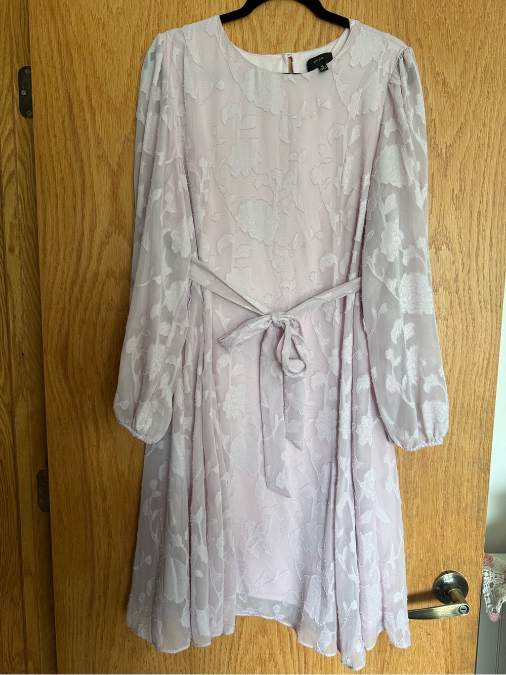 Long Sleeve Floral Chiffon Dress in Light Lavender